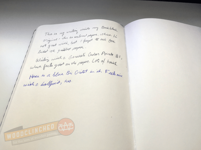 The Bookblock Original inside spread. The paper is of decent quality and is pretty pencil-friendly.