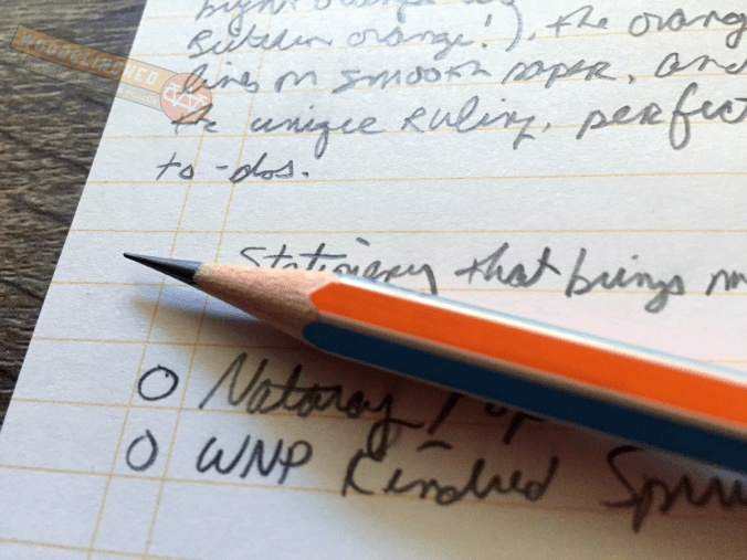 Closeup of Nataraj Pop pencil writing in a Write Notepads Kindred Spirit Edition pocket notebook