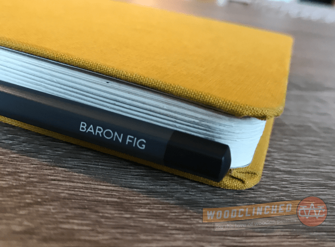 Closeup of the Baron Fig Archer barrel on the Confidant notebook