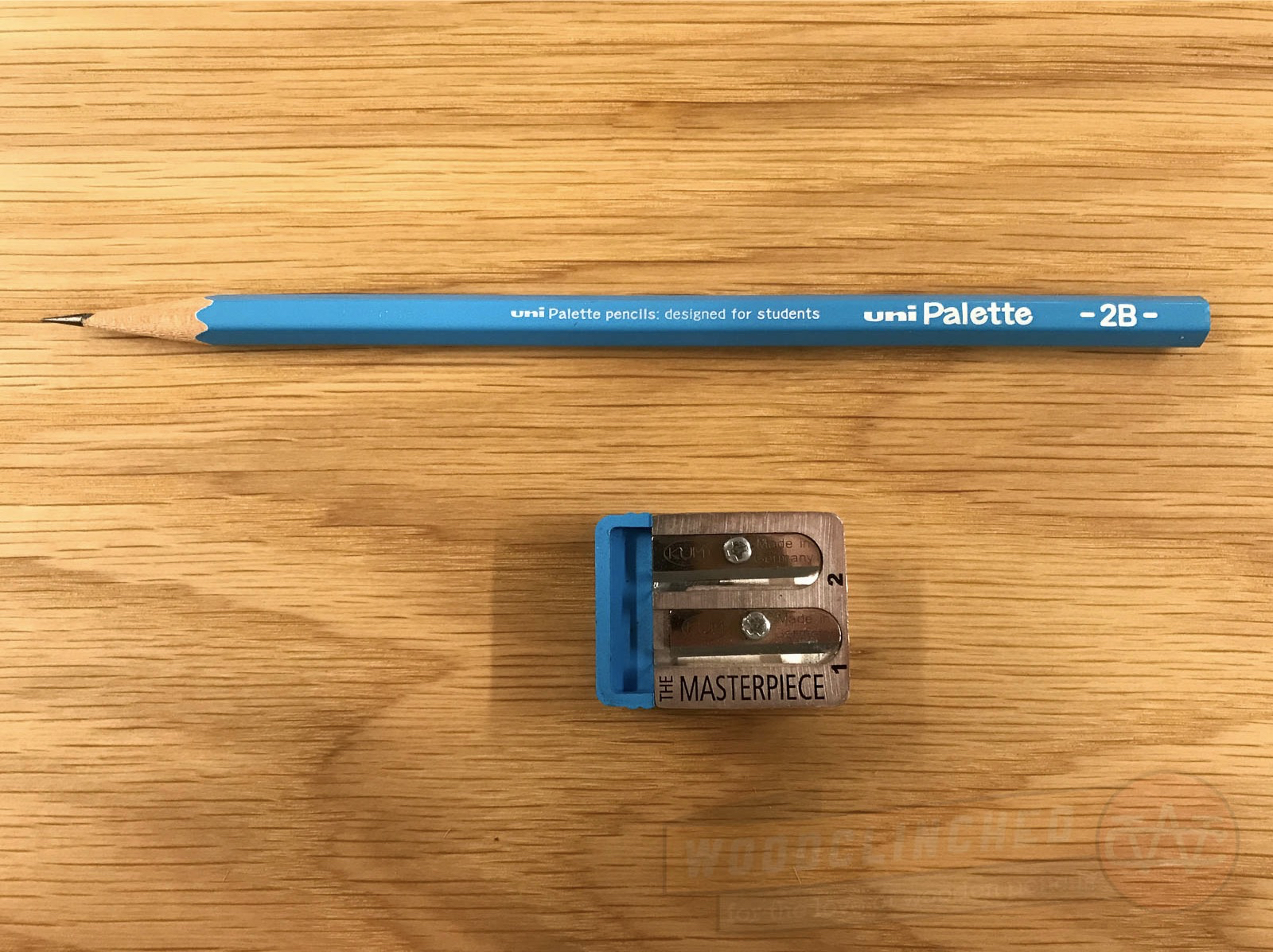 The Mitsubishi Uni Palette pencil and the Kum Masterpiece sharpener